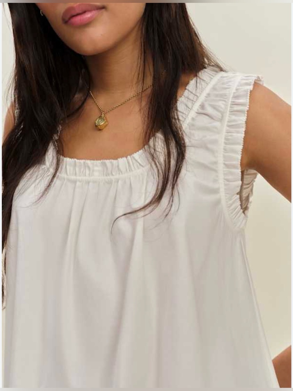 Reformation White Ruffle-Trim Square Neck Tank - Picture 3 of 5